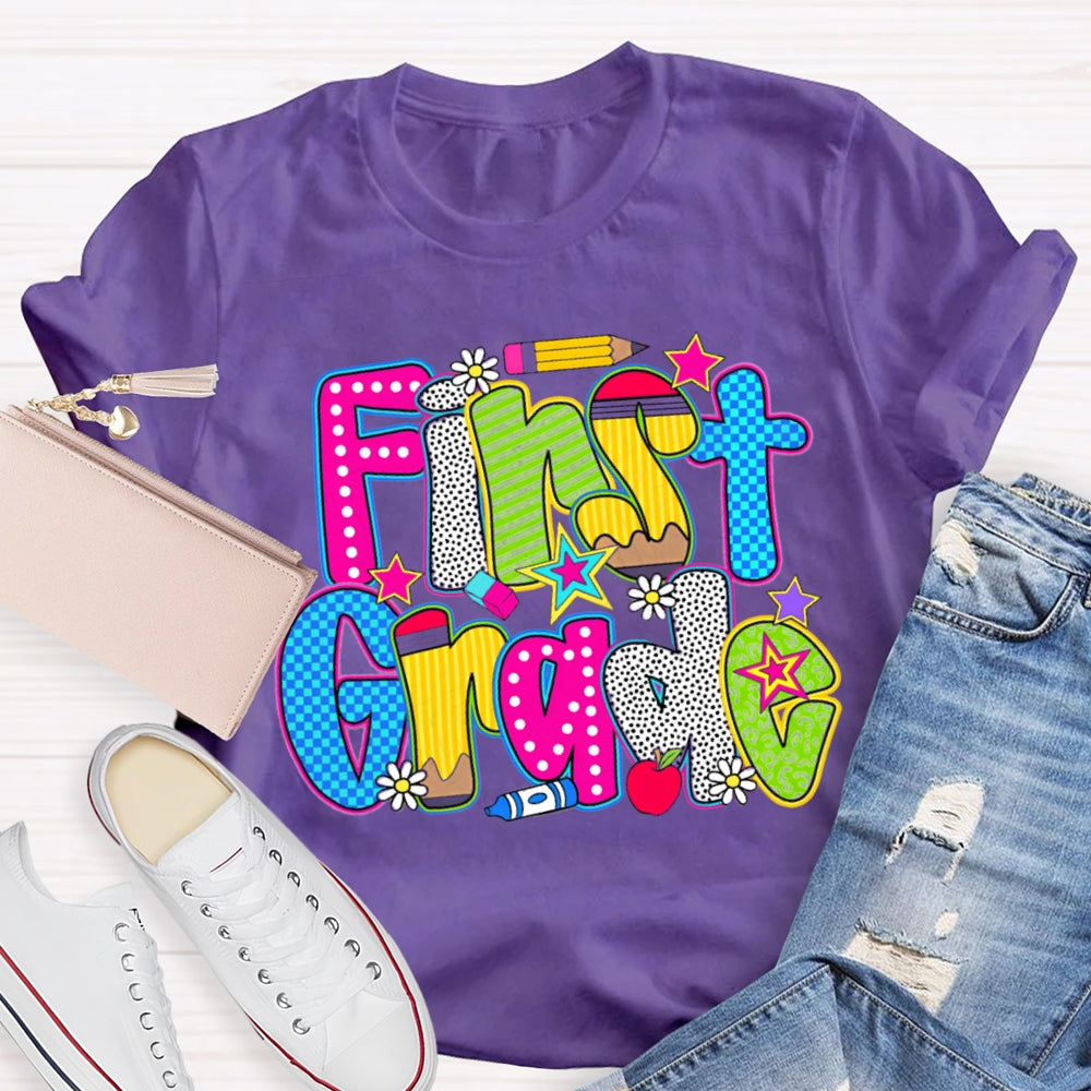 Personalized Grade Pentagram Back To School Teacher T-shirt