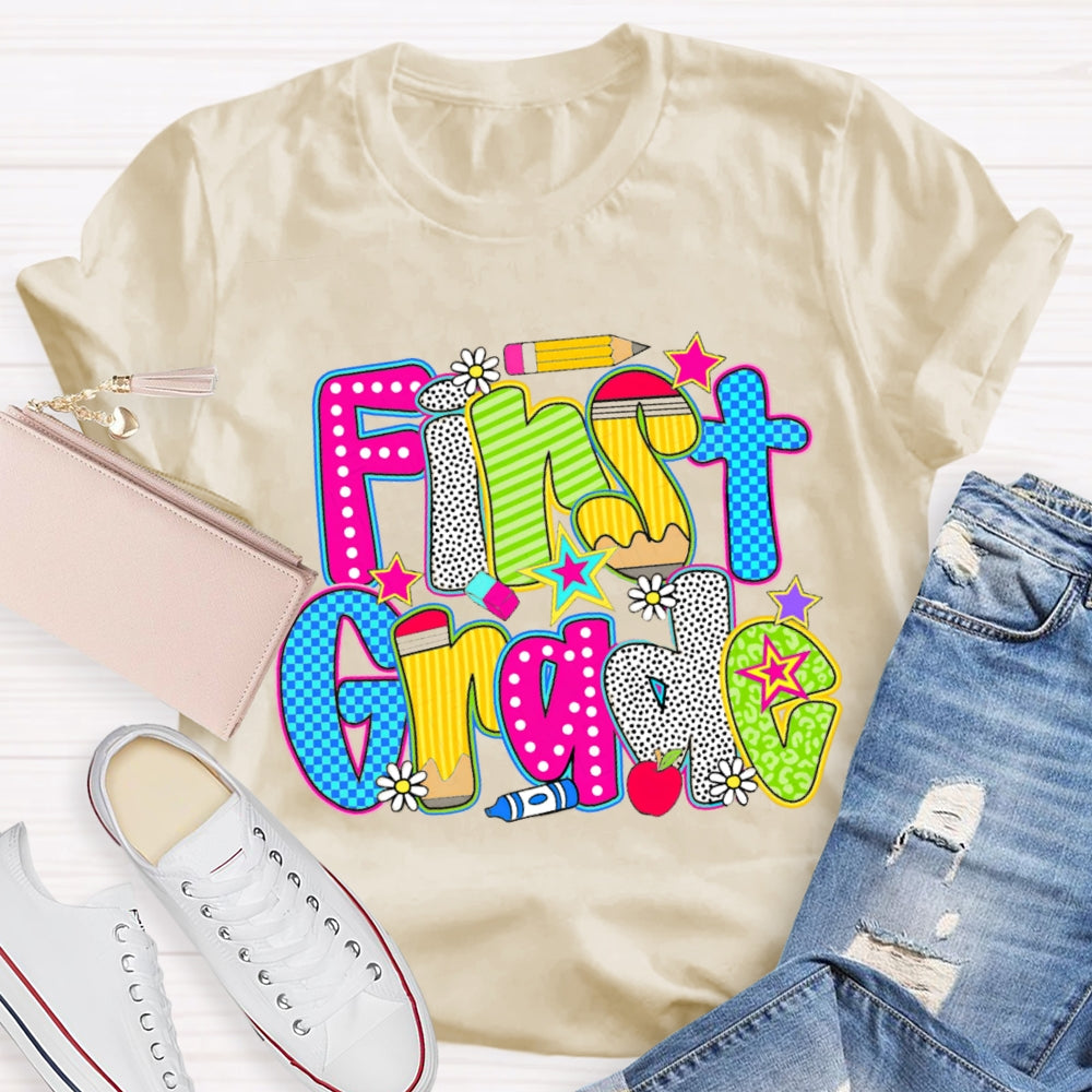 Personalized Grade Pentagram Back To School Teacher T-shirt