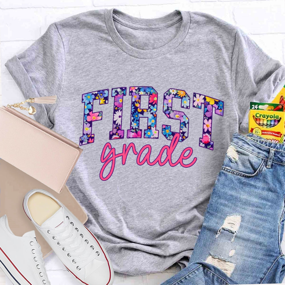 Personalized Grade Colorful Tie-Dye Print Teacher T-shirt