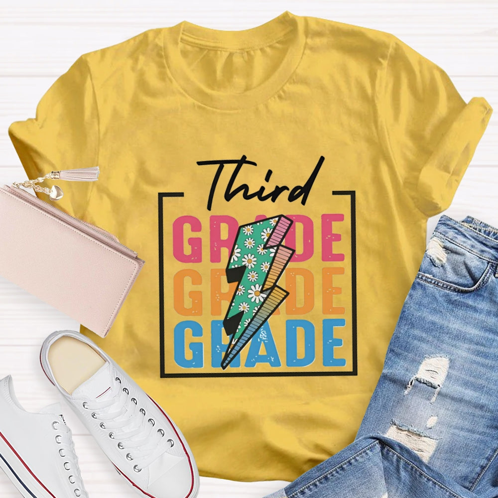 Personalized Grade Colorful Letter Square T-shirt