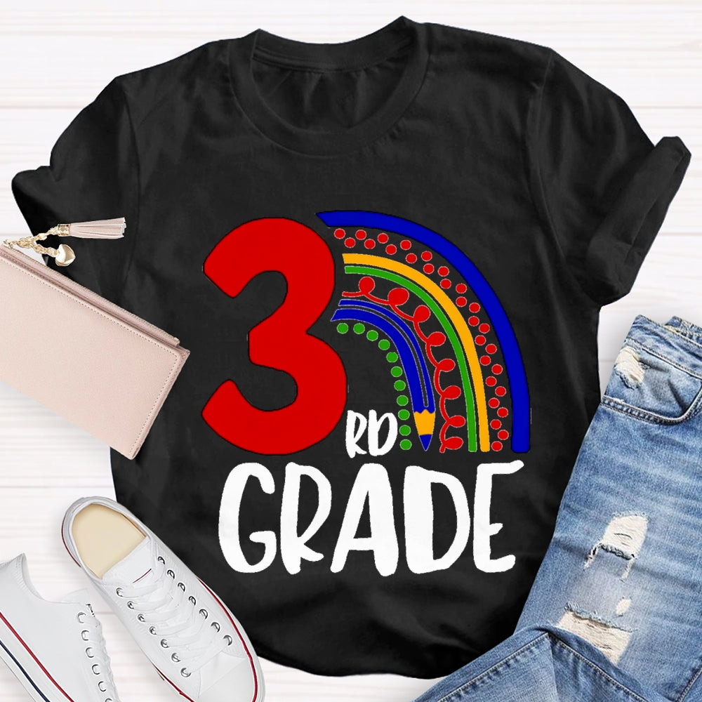 Personalized Grade Colorful Pencil Rainbow T-shirt