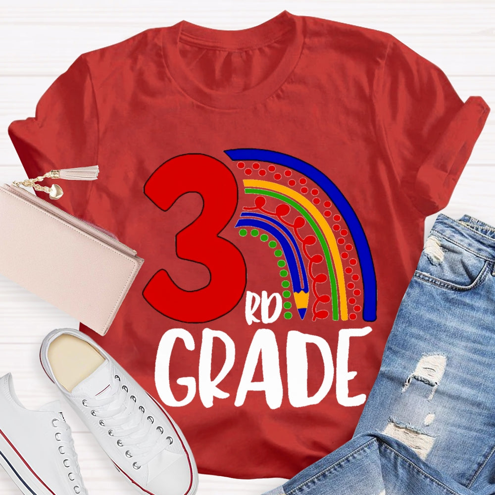 Personalized Grade Colorful Pencil Rainbow T-shirt