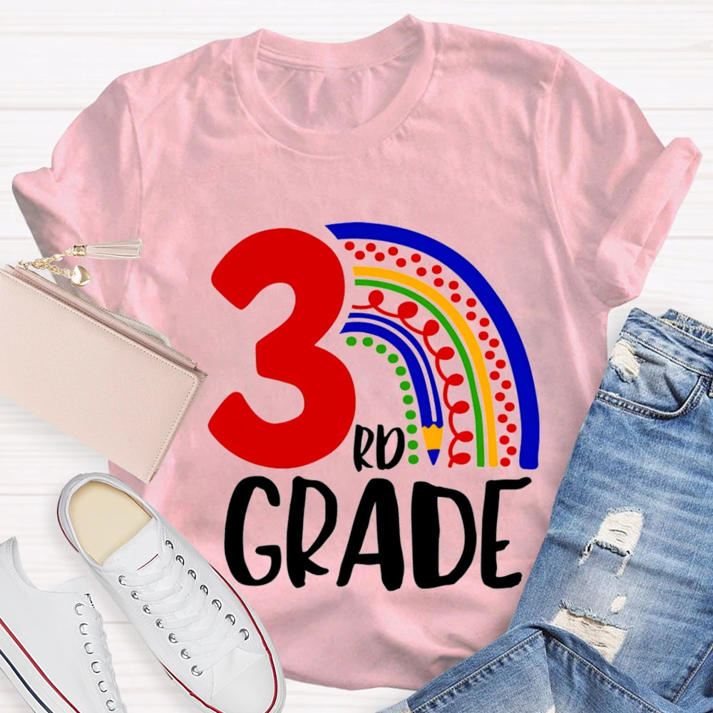Personalized Grade Colorful Pencil Rainbow T-shirt