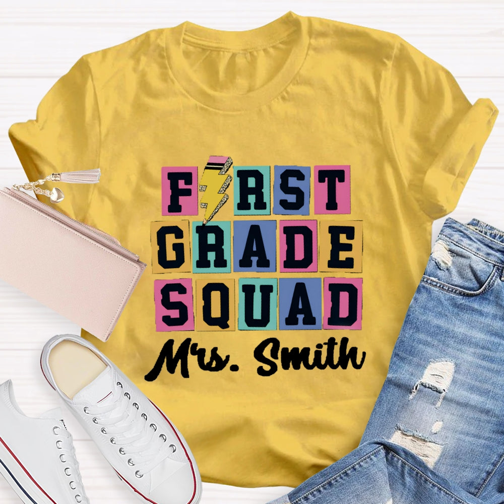 Personalized Grade And Name Squad Color blocks T-shirt