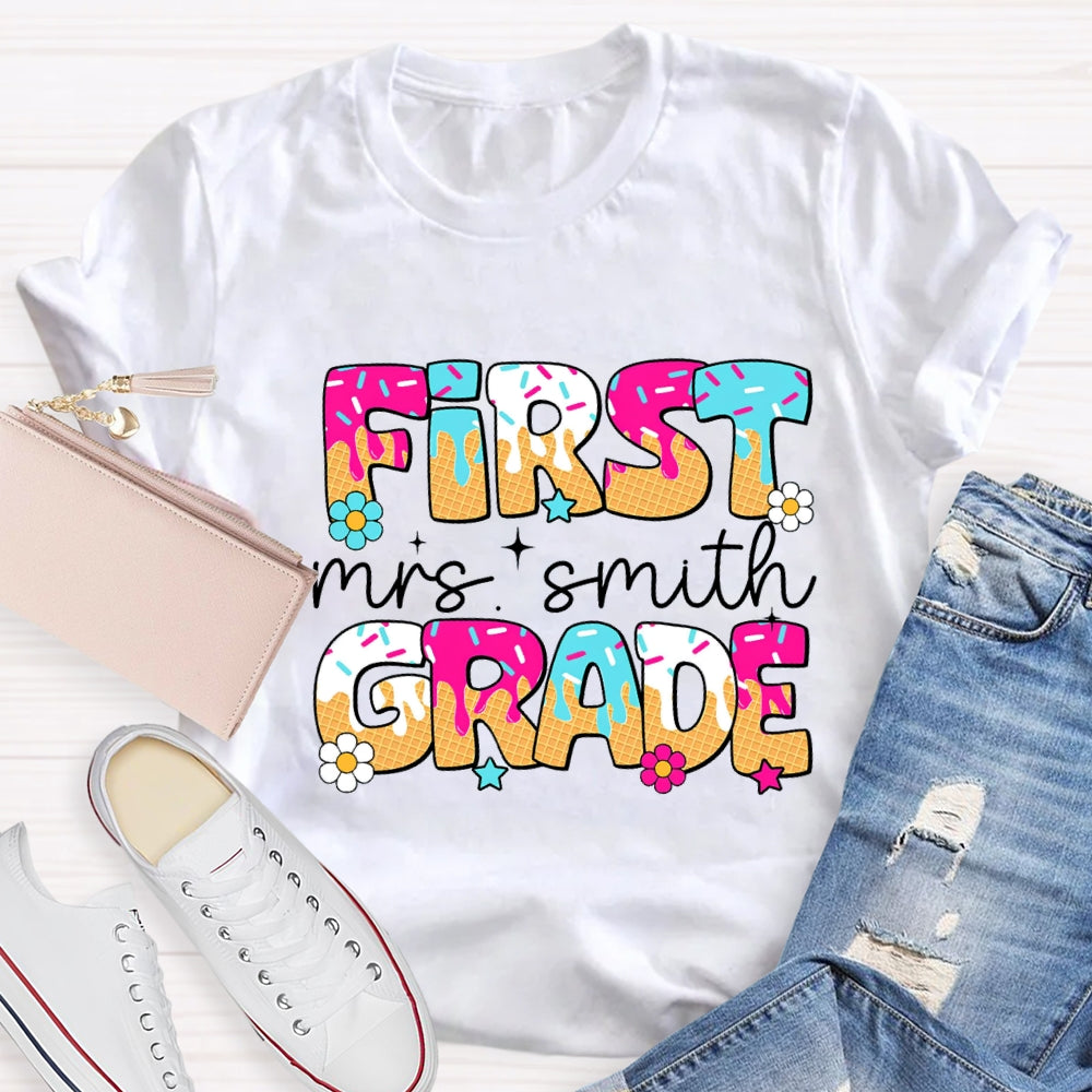 Personalized Grade Ice Teacher Back To School T-Shirt