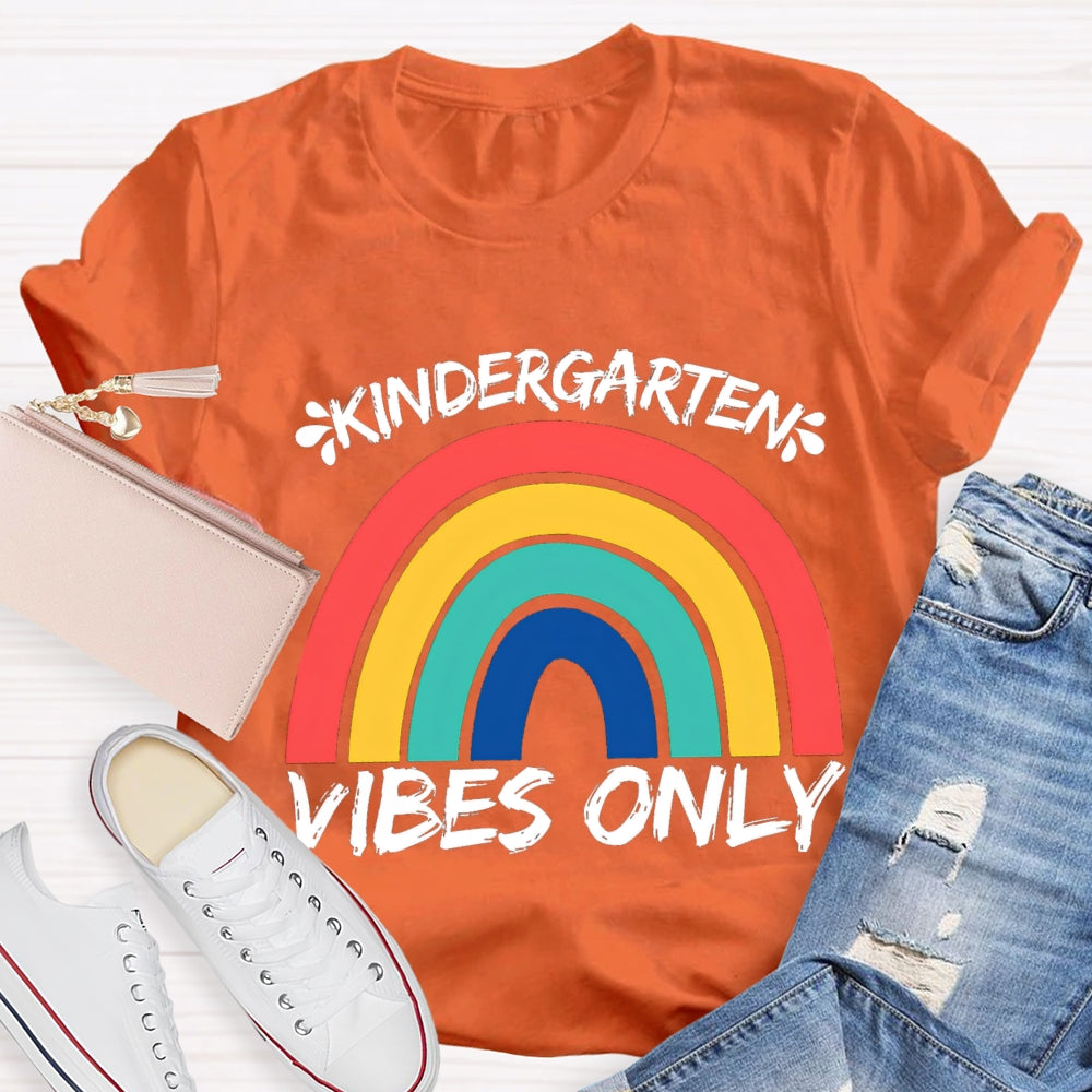 Personalized Grade Kindergarten Vibes Only Rainbow Bridge T-shirt