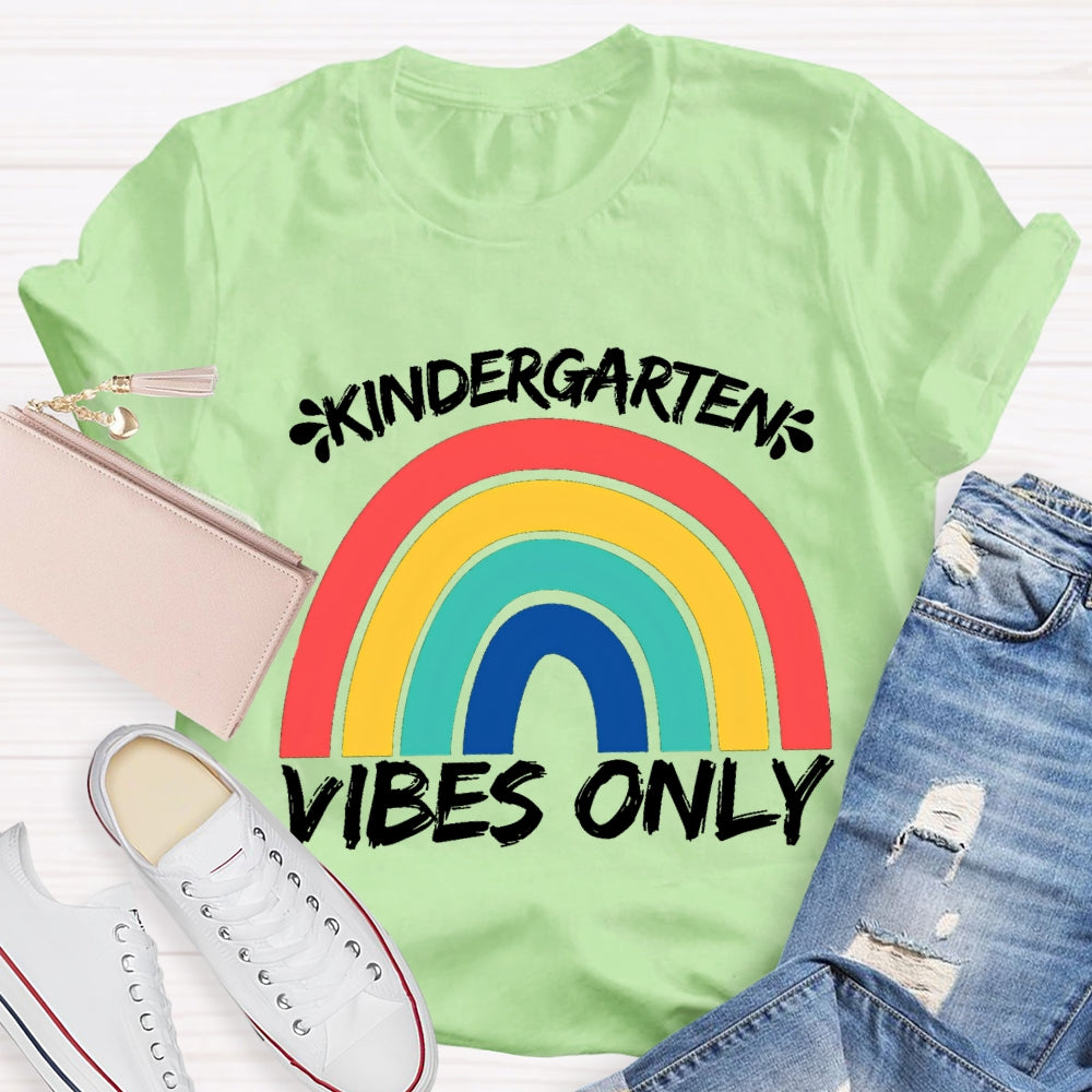 Personalized Grade Kindergarten Vibes Only Rainbow Bridge T-shirt