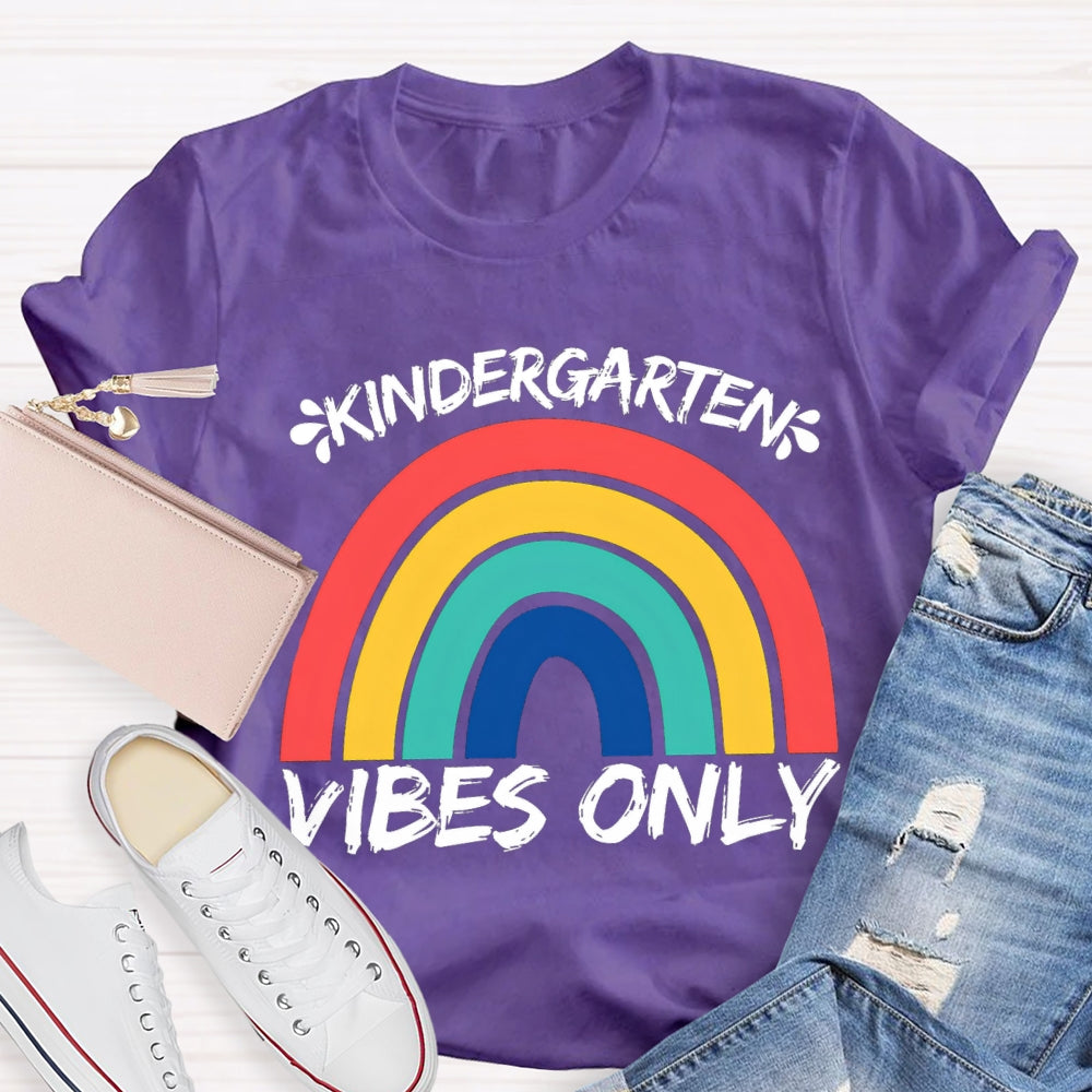 Personalized Grade Kindergarten Vibes Only Rainbow Bridge T-shirt