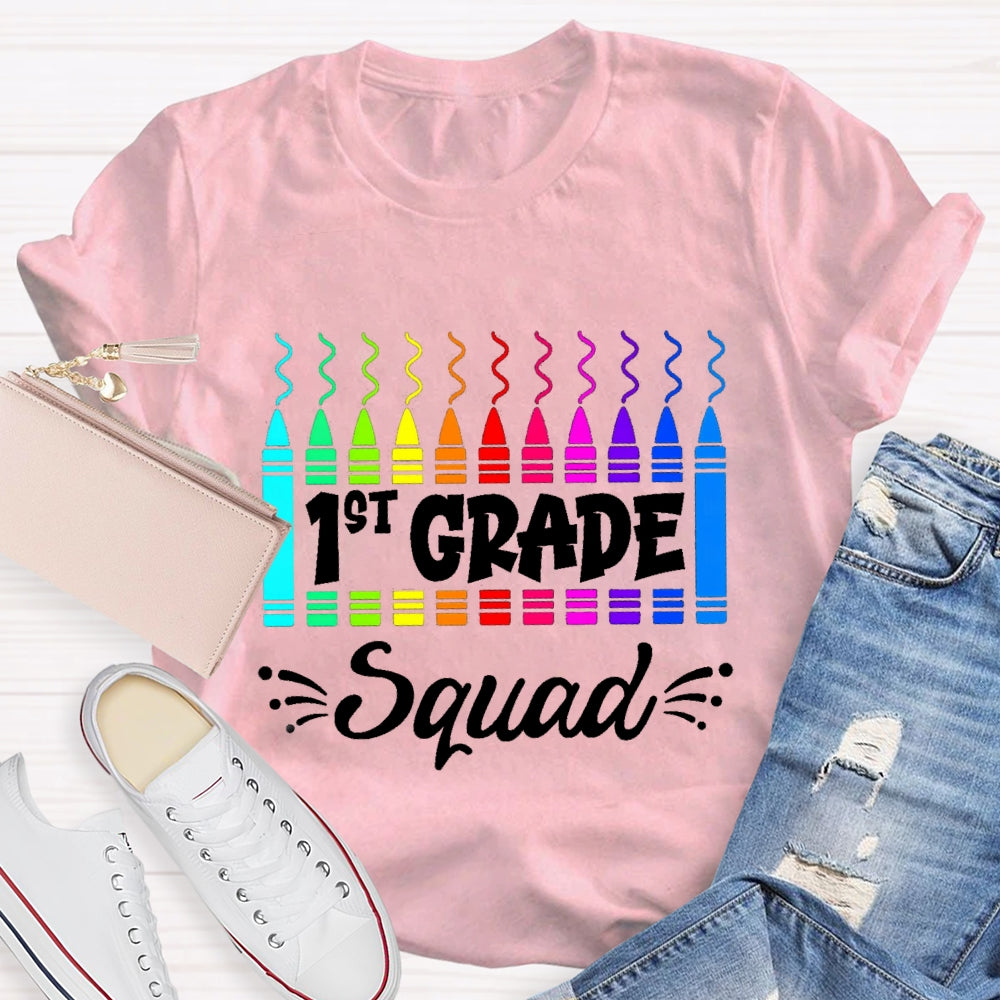 Personalized Grade First Grade Squad Colored Pencils T-shirt