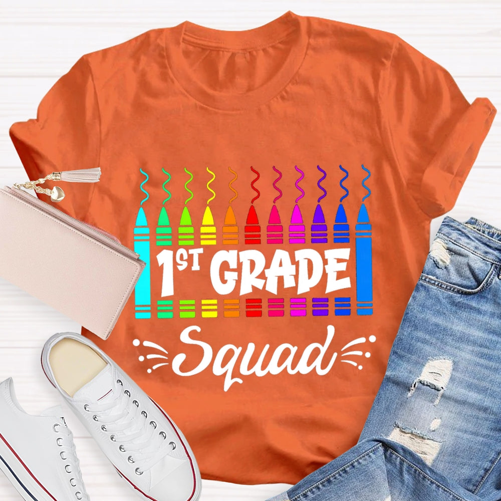 Personalized Grade First Grade Squad Colored Pencils T-shirt