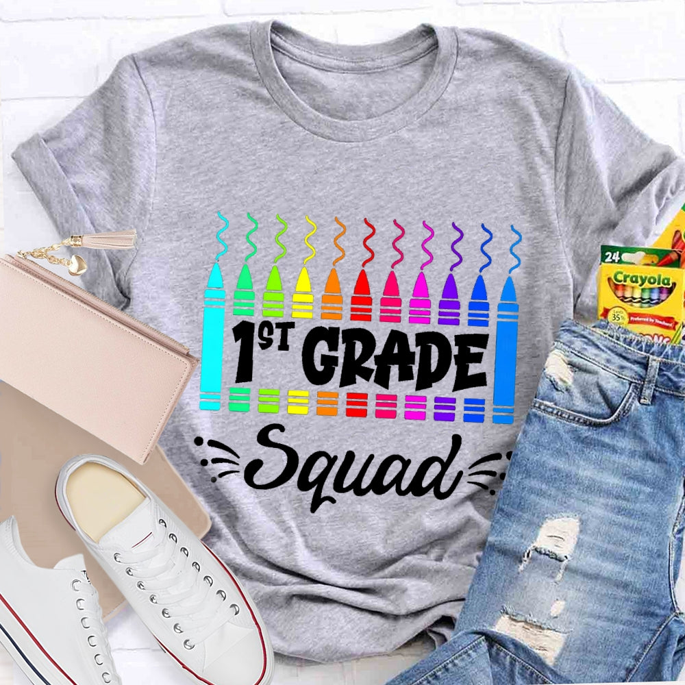 Personalized Grade First Grade Squad Colored Pencils T-shirt