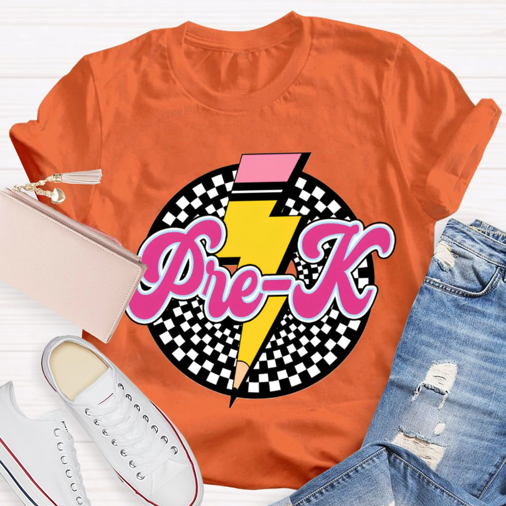 Personalized Grade Checkerboard Pencil T-shirt