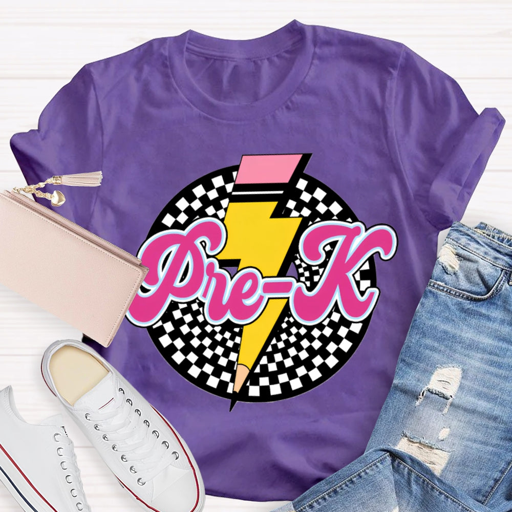 Personalized Grade Checkerboard Pencil T-shirt