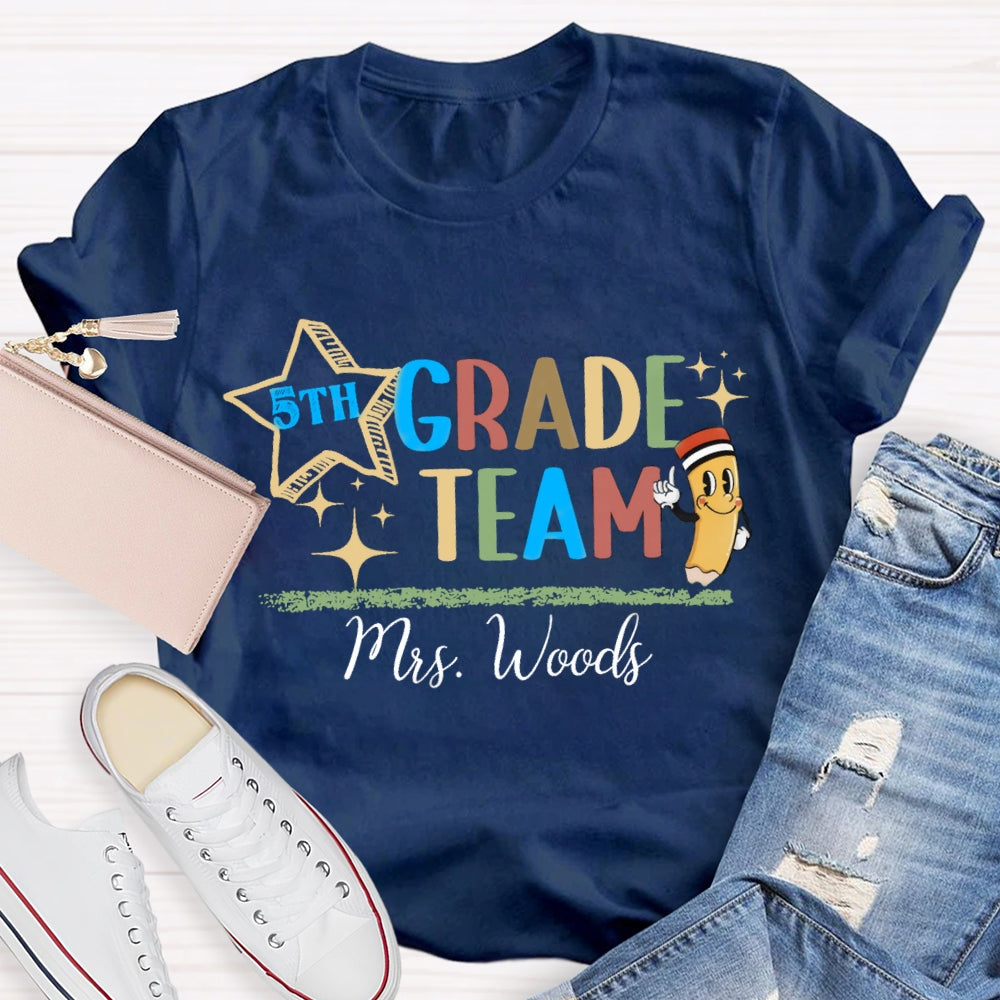 Personalized Grade And Name Fifth Grade Team T-shirt