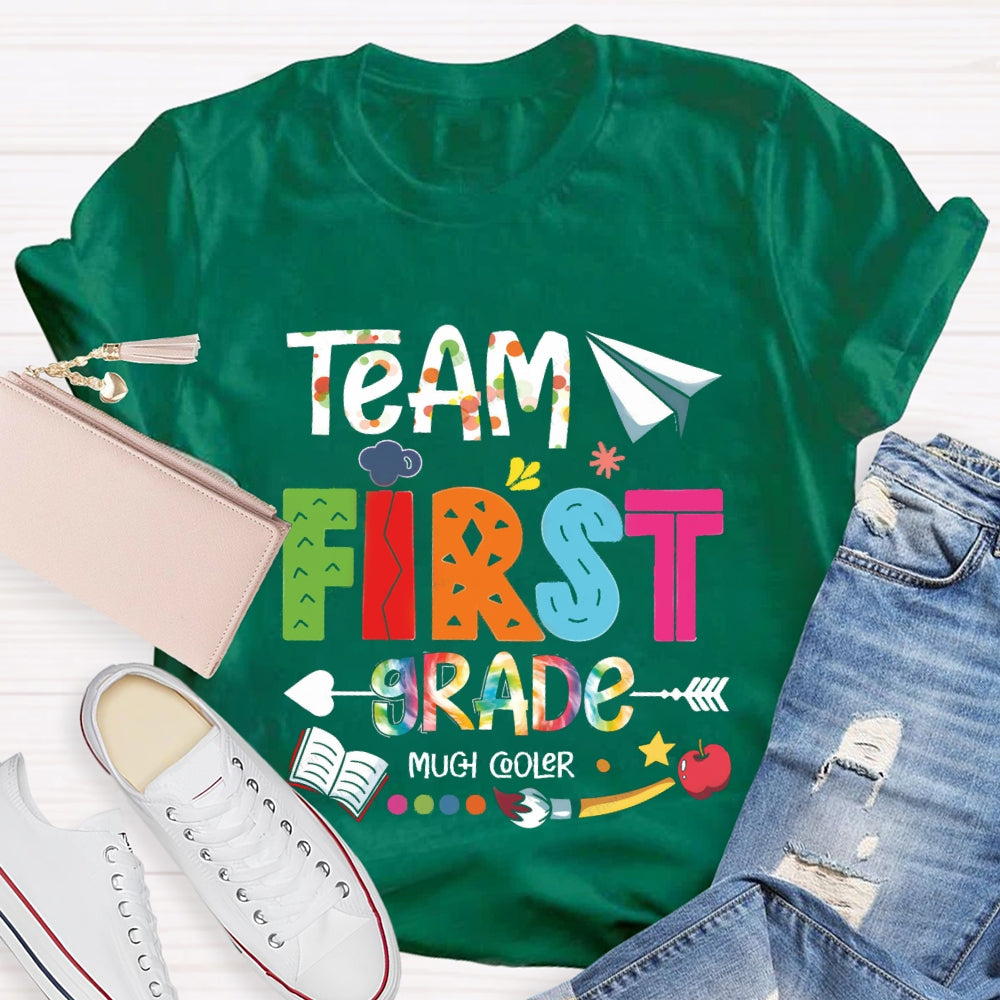 Personalized Grade Team First Grade Much Cooler Paper Airplane Brush T-shirt