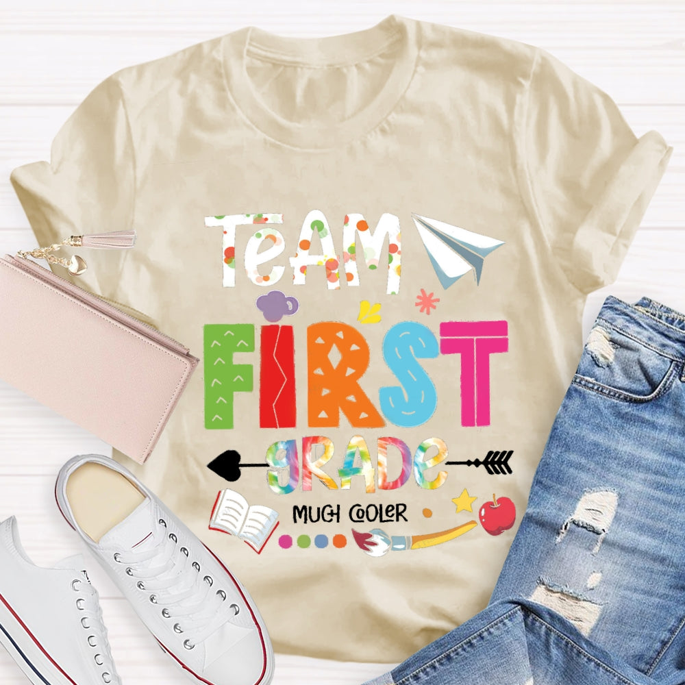 Personalized Grade Team First Grade Much Cooler Paper Airplane Brush T-shirt