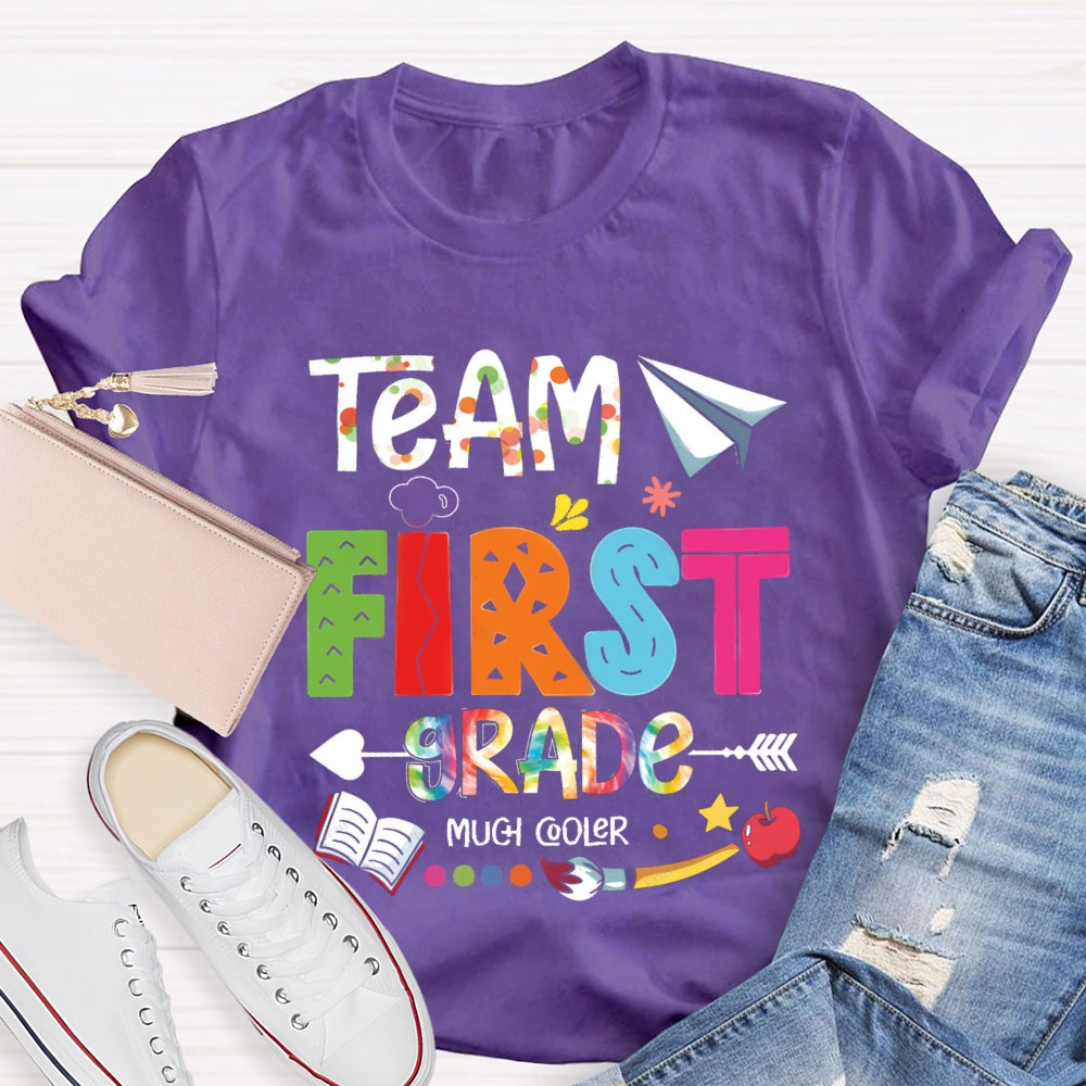 Personalized Grade Team First Grade Much Cooler Paper Airplane Brush T-shirt