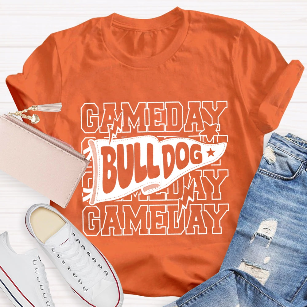 Personalized Mascon Bull Dog Flag Game Day T-Shirt