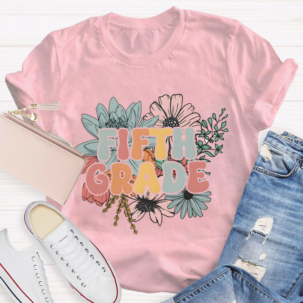 Personalized Grade Back To School Floral T-Shirt