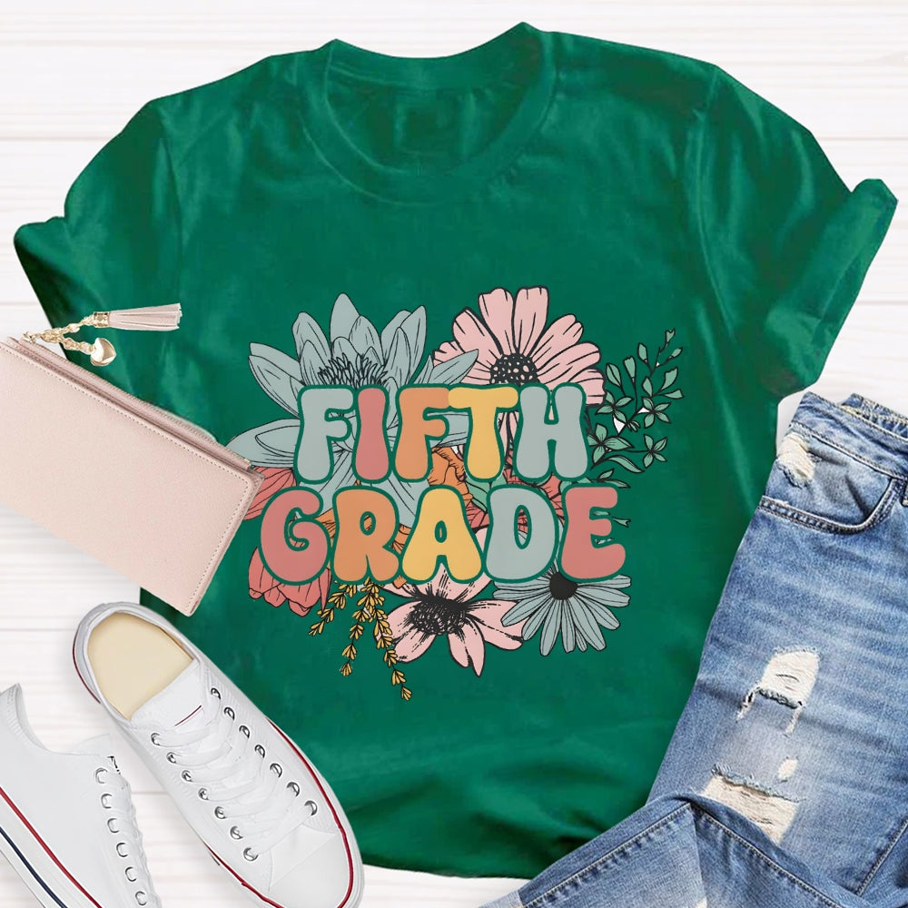 Personalized Grade Back To School Floral T-Shirt