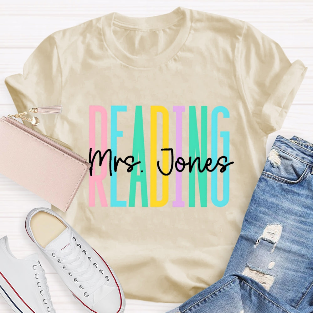 Personalized Reading Teacher Name T-shirt