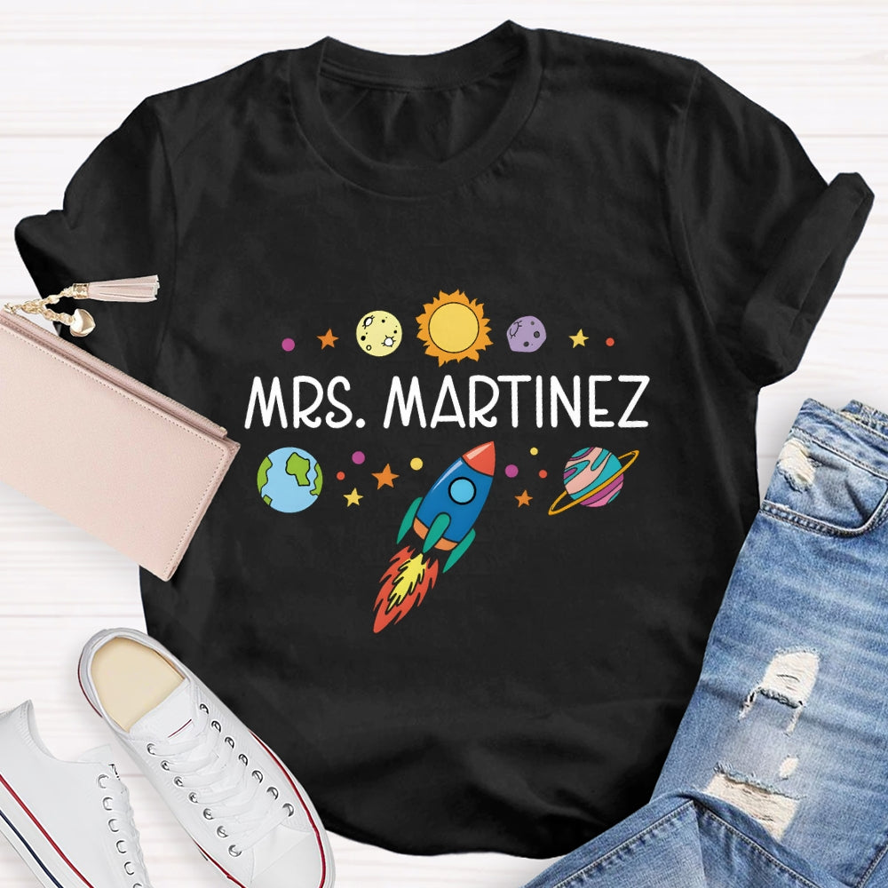 Personalized Science Teacher Name Space T-shirt