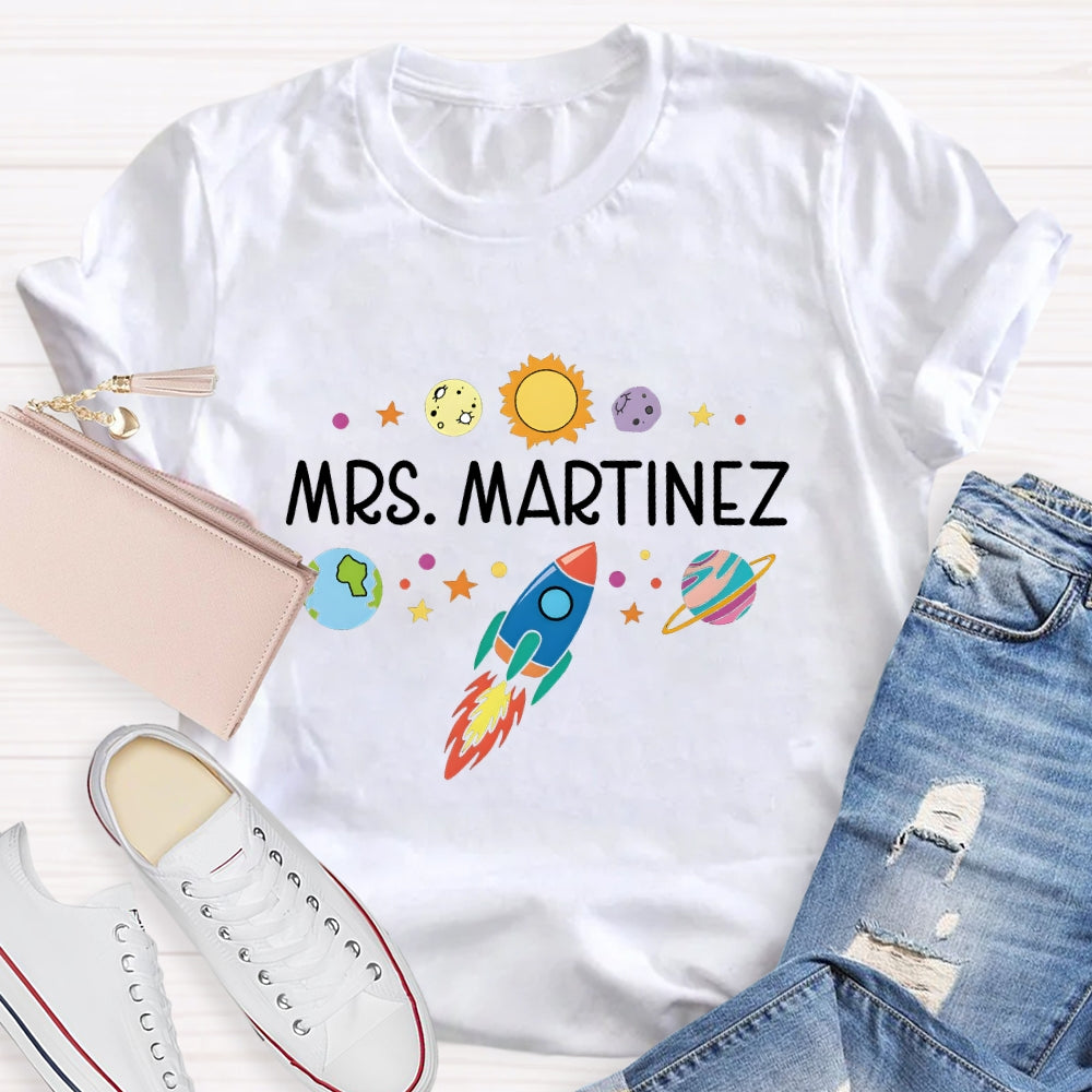 Personalized Science Teacher Name Space T-shirt