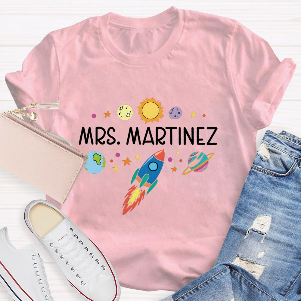 Personalized Science Teacher Name Space T-shirt