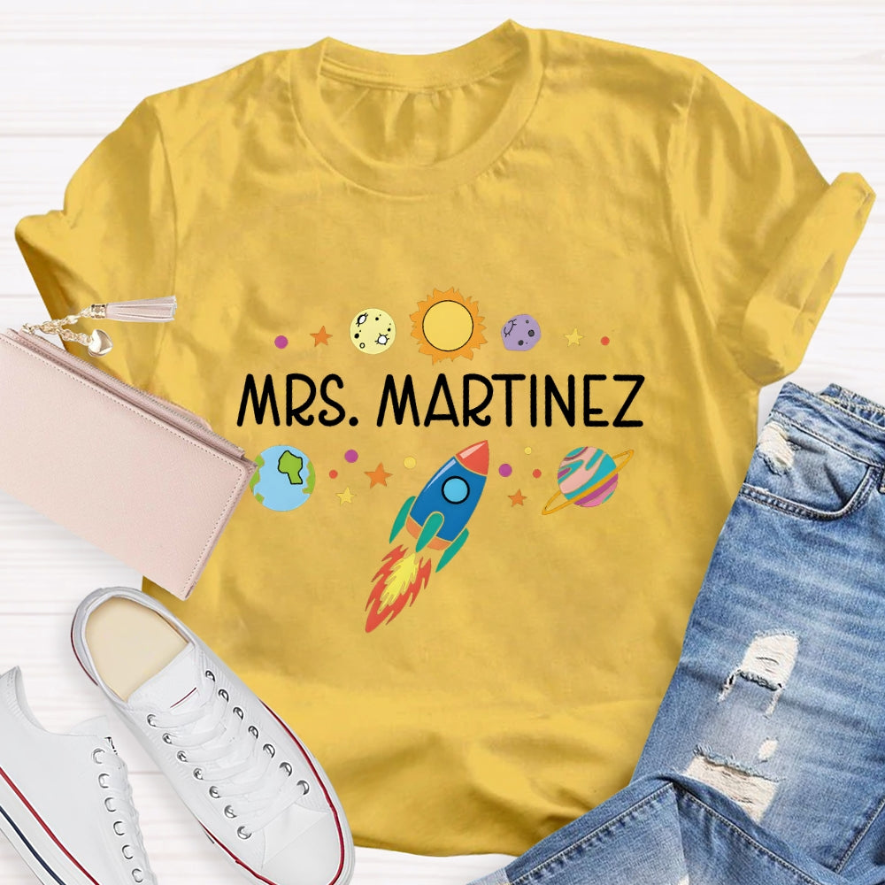 Personalized Science Teacher Name Space T-shirt