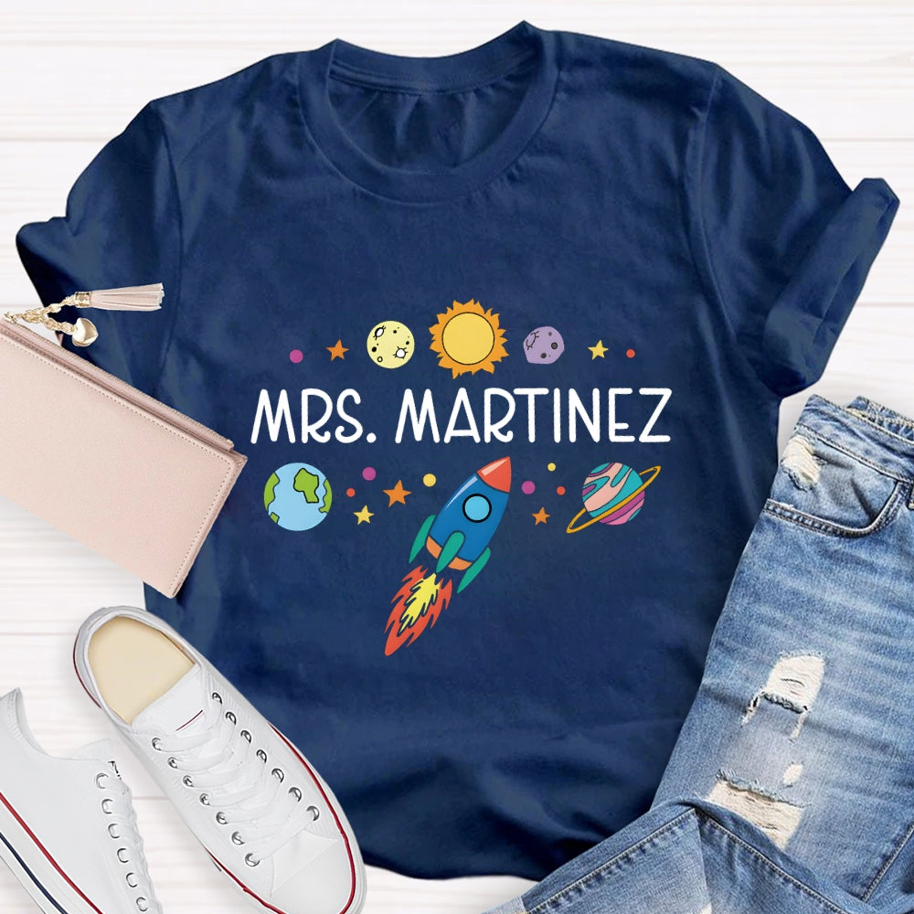 Personalized Science Teacher Name Space T-shirt