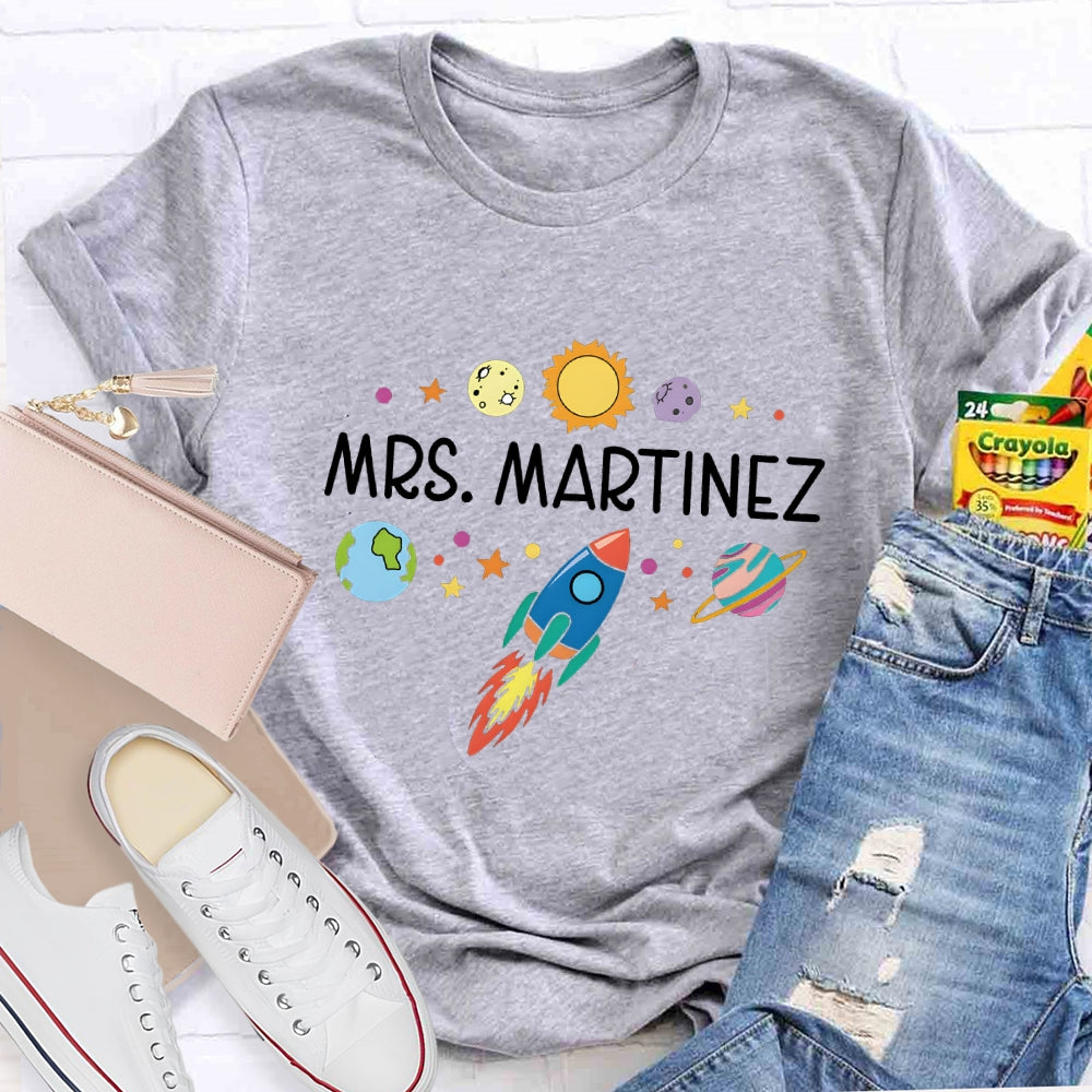 Personalized Science Teacher Name Space T-shirt