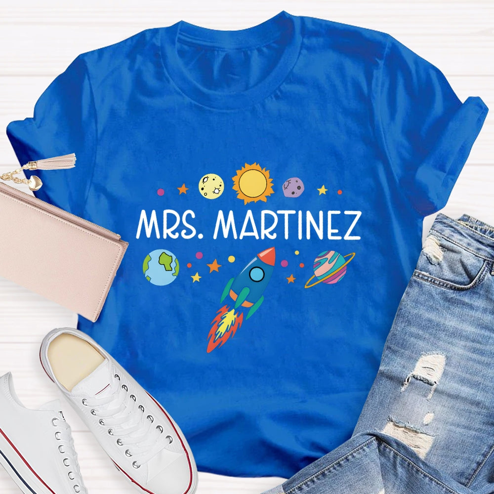 Personalized Science Teacher Name Space T-shirt