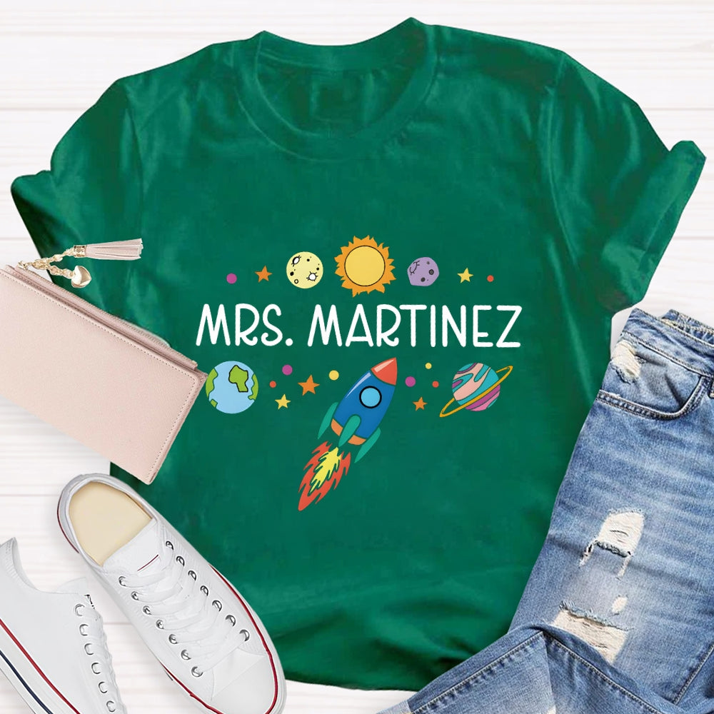 Personalized Science Teacher Name Space T-shirt