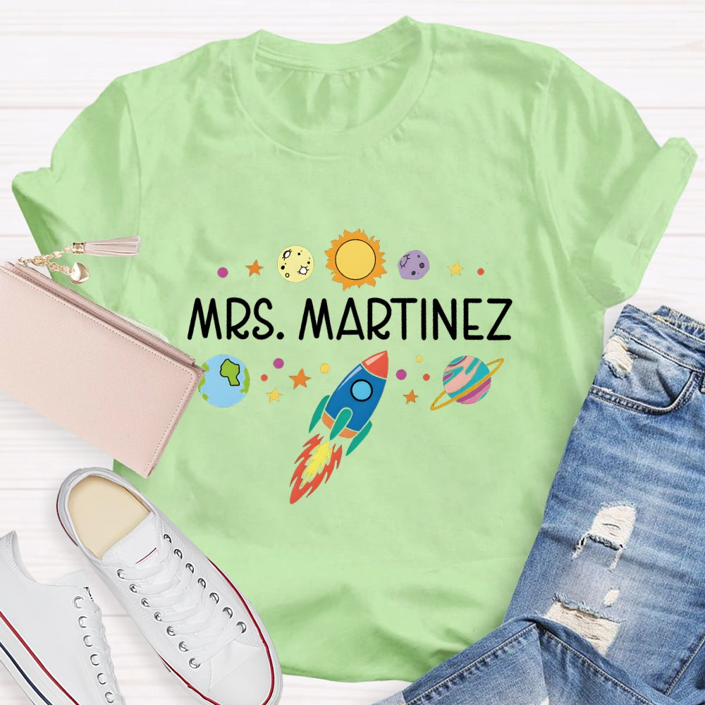 Personalized Science Teacher Name Space T-shirt