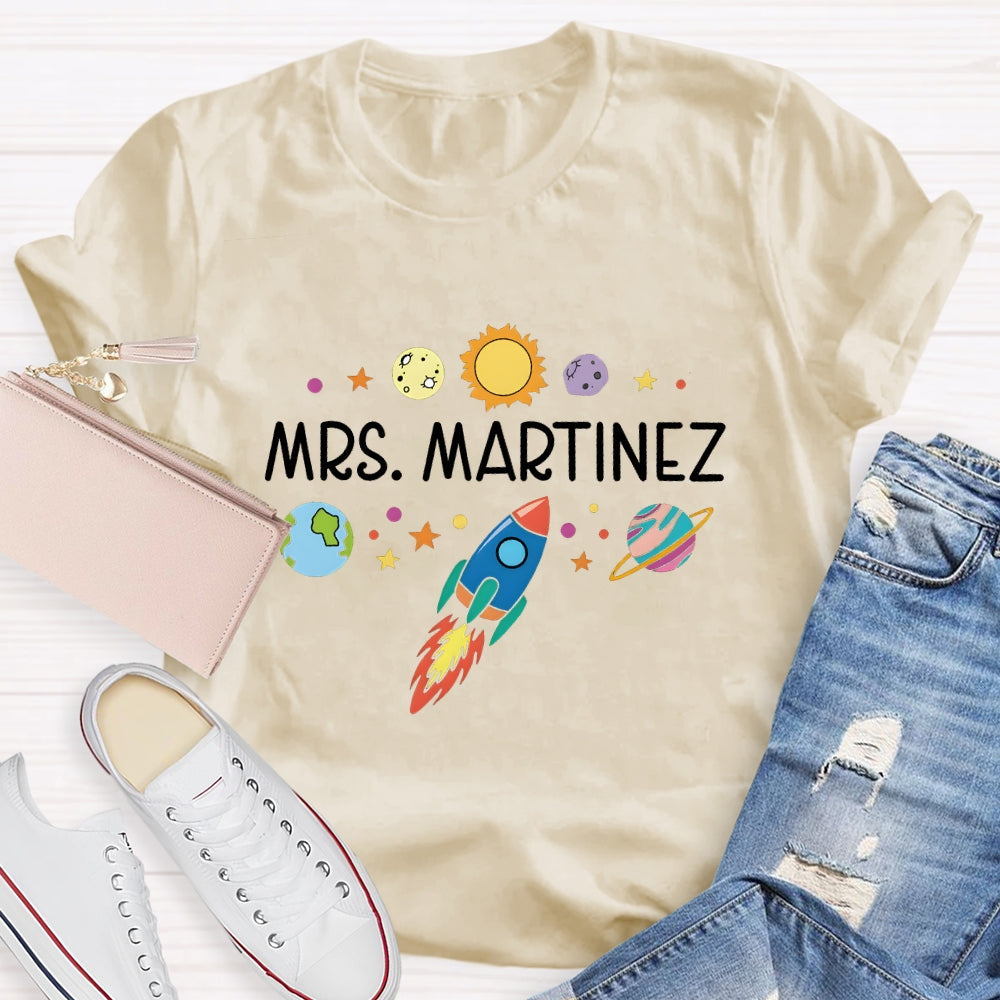 Personalized Science Teacher Name Space T-shirt