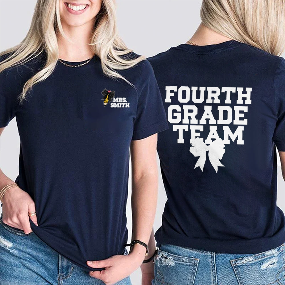 Personalized Grade And Name Team Double Printed T-shirt