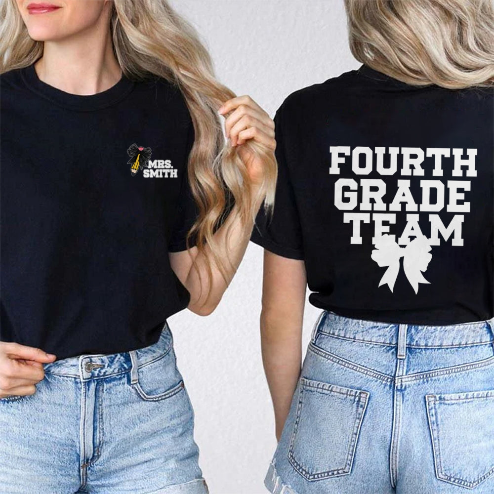 Personalized Grade And Name Team Double Printed T-shirt