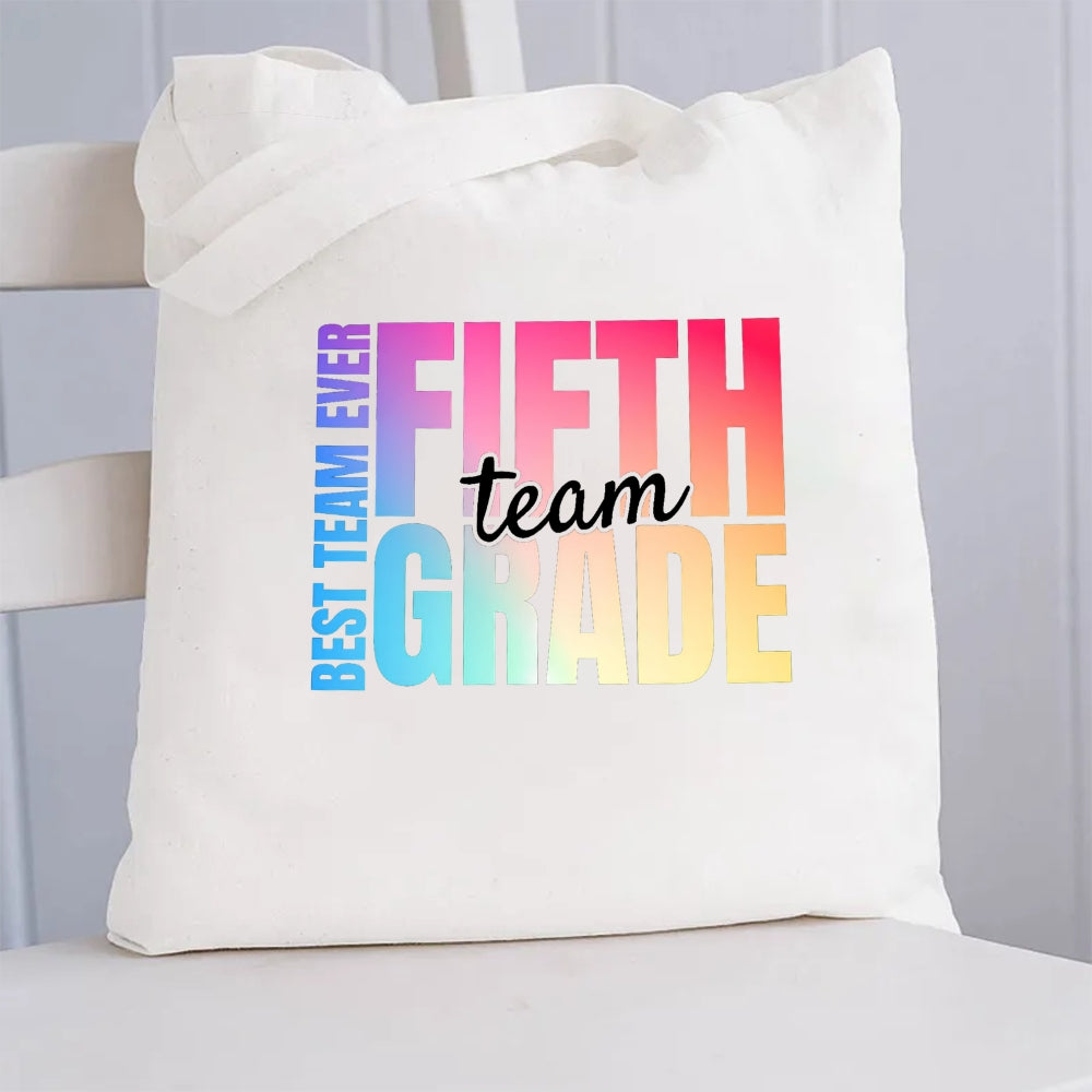 Personalized Grade Fifth Grade Best Team Ever Canvas Tote Bag