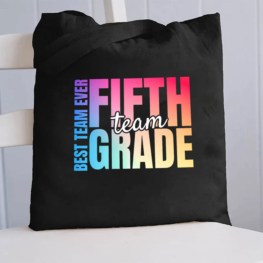 Personalized Grade Fifth Grade Best Team Ever Canvas Tote Bag