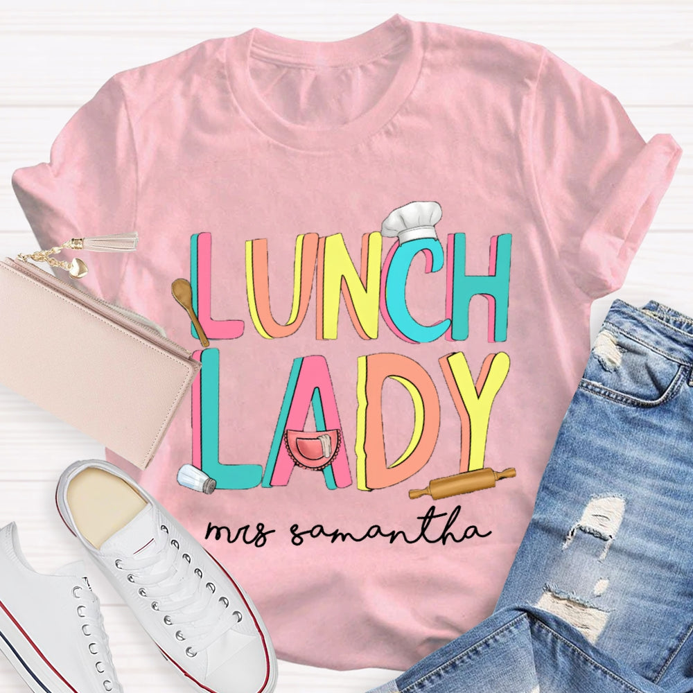 Personalized Name Lunch Lady Chef Hat T-shirt