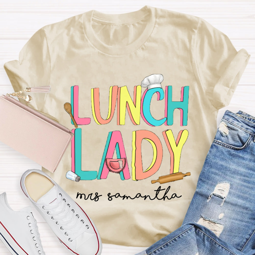 Personalized Name Lunch Lady Chef Hat T-shirt