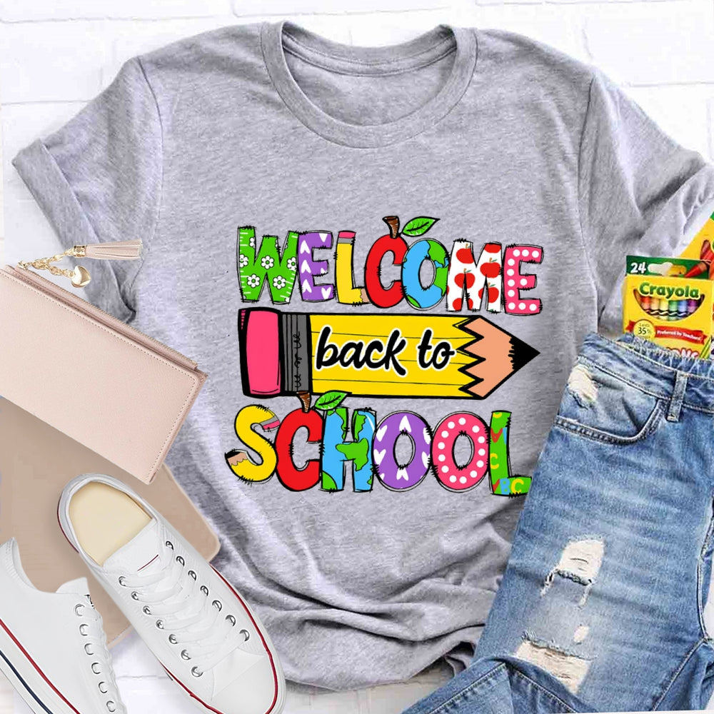 Welcome Back To School Yellow Pencil T-shirt