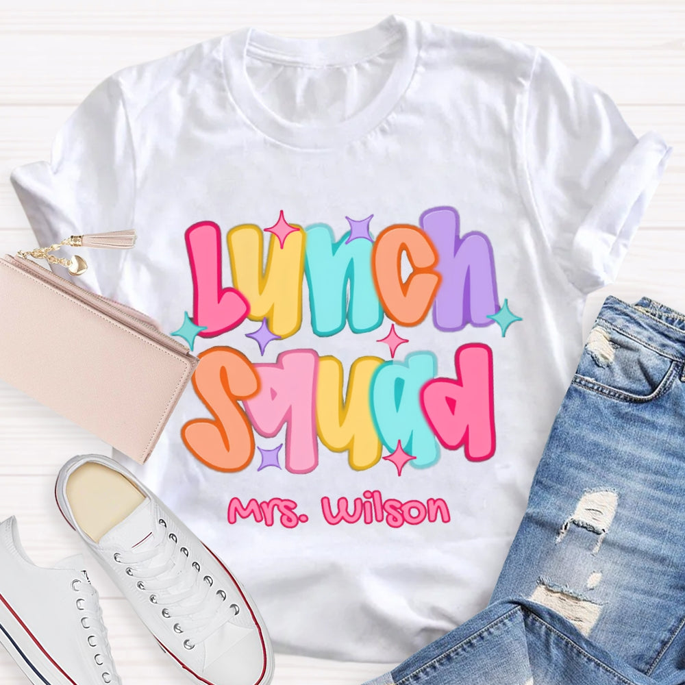 Personalized Name Lunch Squad Colorful Star T-shirt
