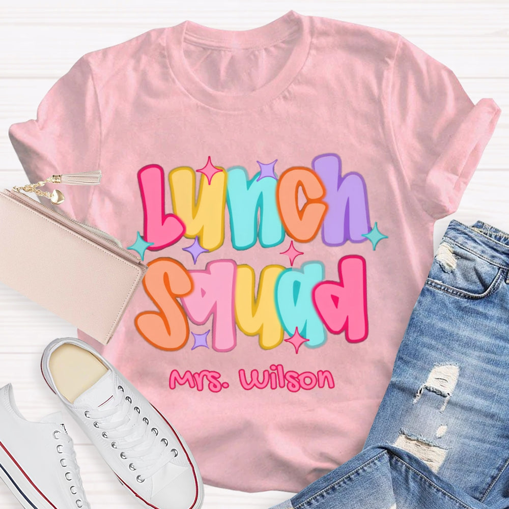 Personalized Name Lunch Squad Colorful Star T-shirt