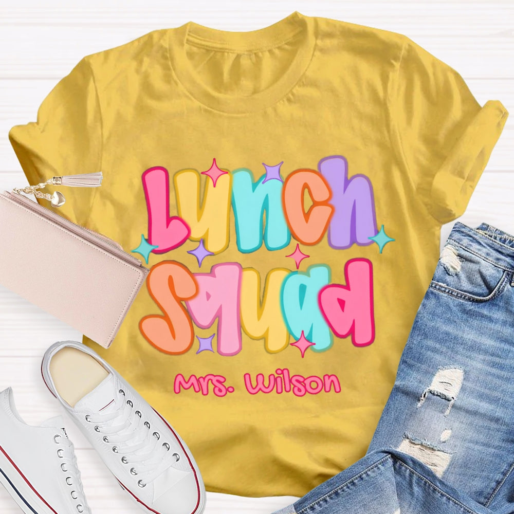 Personalized Name Lunch Squad Colorful Star T-shirt