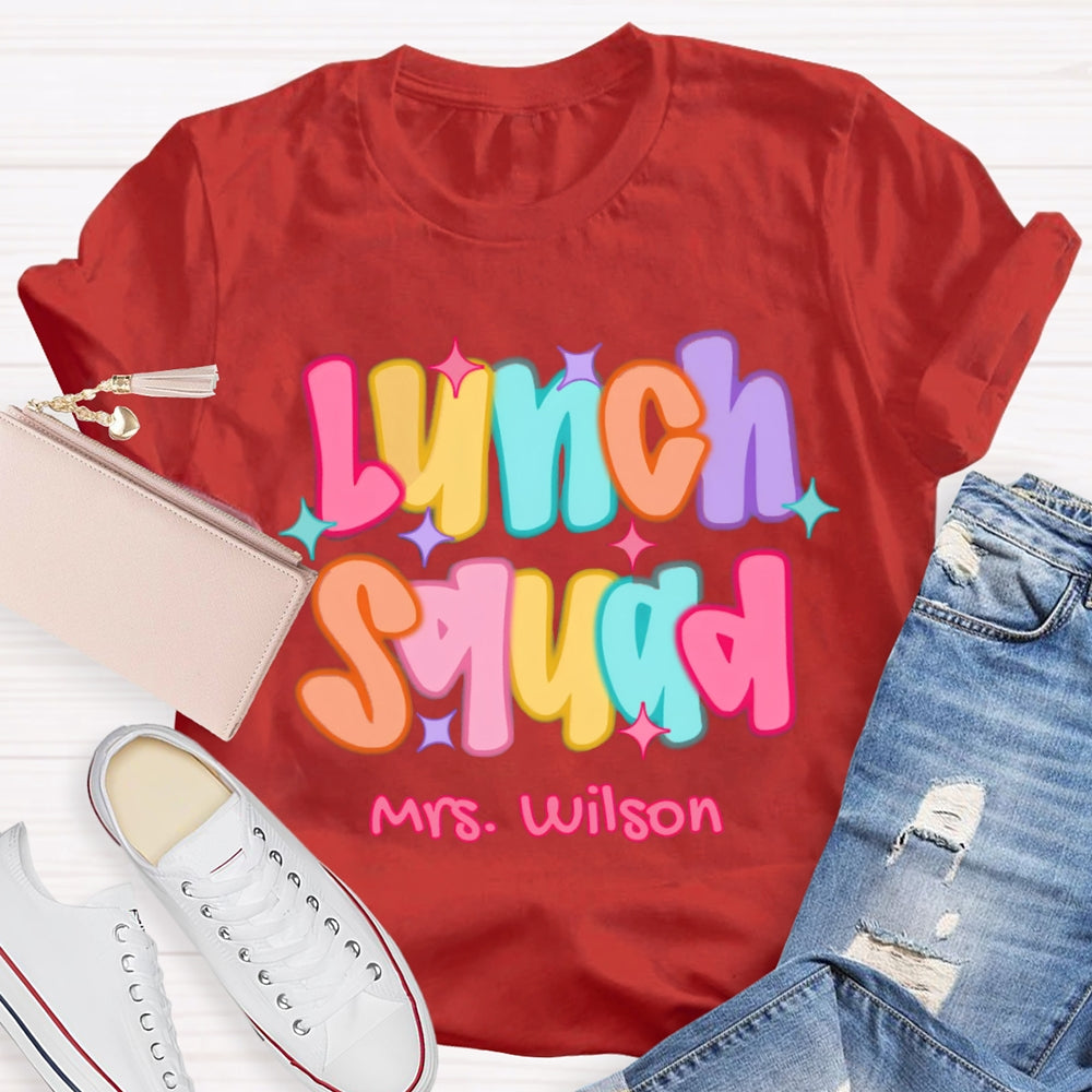 Personalized Name Lunch Squad Colorful Star T-shirt
