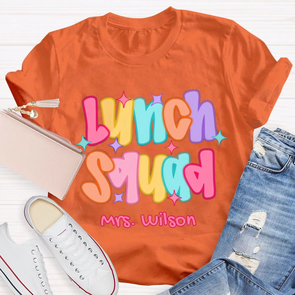 Personalized Name Lunch Squad Colorful Star T-shirt