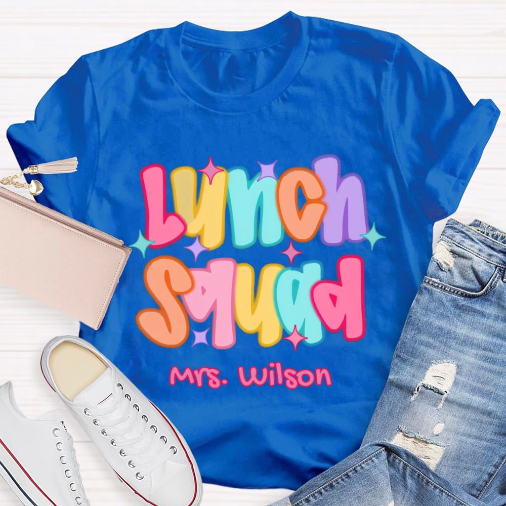 Personalized Name Lunch Squad Colorful Star T-shirt