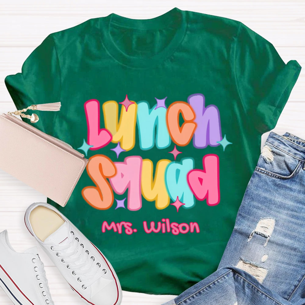 Personalized Name Lunch Squad Colorful Star T-shirt