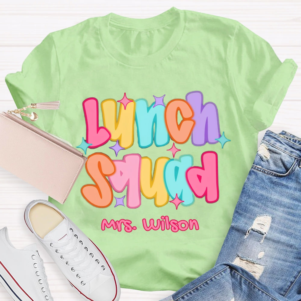 Personalized Name Lunch Squad Colorful Star T-shirt